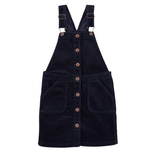 Oshkosh Girl's Size 6 Blue Navy Corduroy Overall Dress Snap Front - Picture 1 of 7